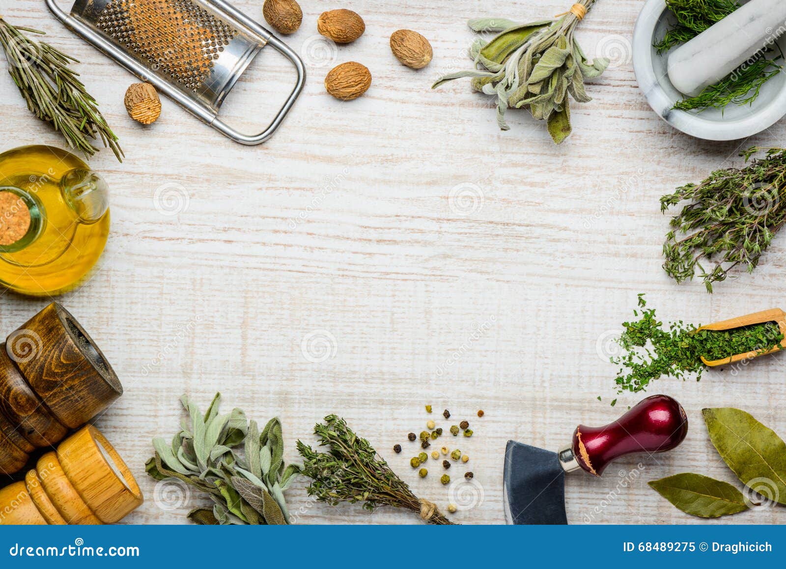 Cooking Ingredients and Herbs Frame Stock Image - Image of chopper ...