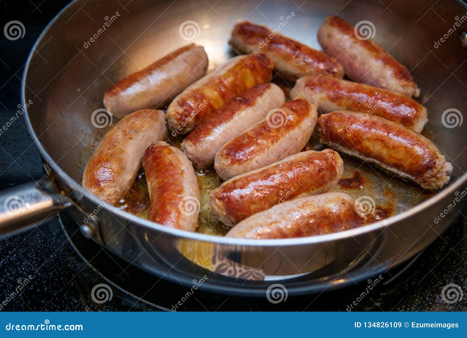 Cooking Italian Sausage Pan Stock Image Image of frying, sizzling