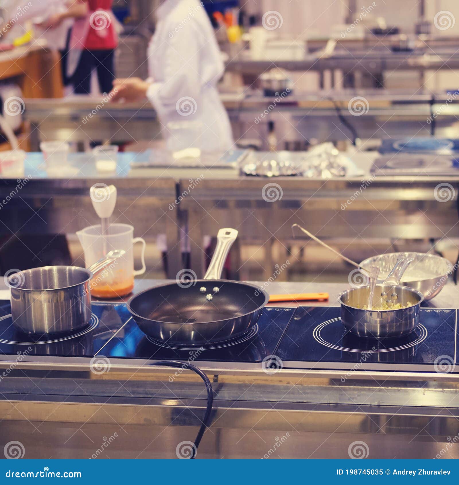 Cooking in the Kitchen of Restaurants and Cafes Using Electric Stoves