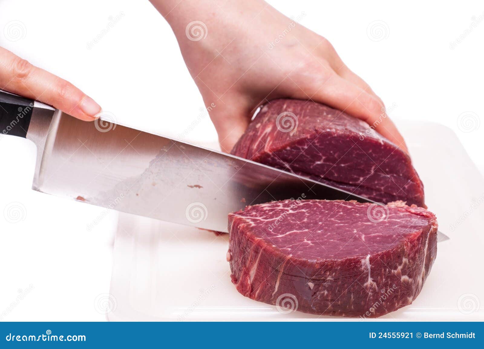 Cooking Knife is Slicing a Fillet of Beef Stock Image Image of food