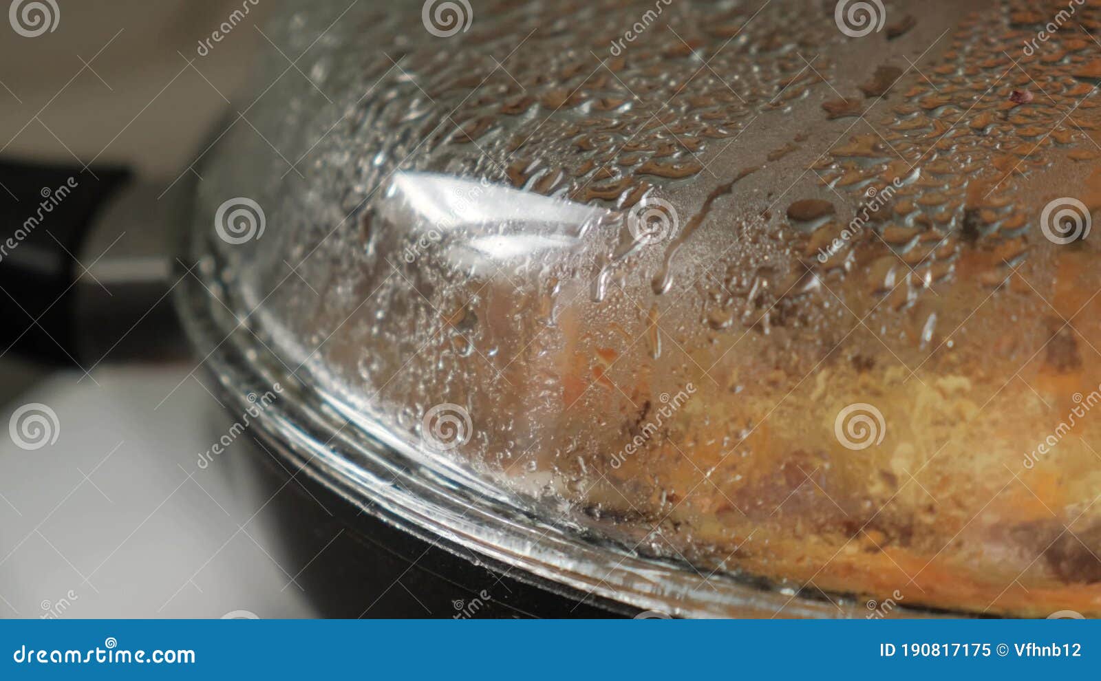 Cooking Lid with Evaporation. Steam on the Lid Closeup Stock Video Video of stove, closeup