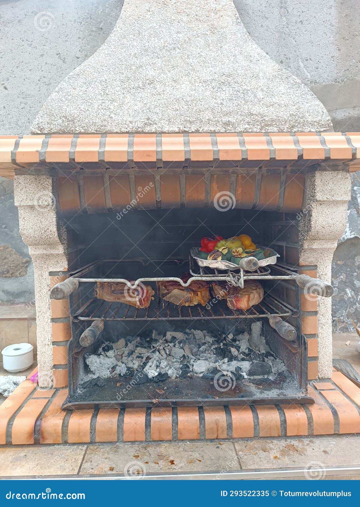 Cooking Meat and Vegetables on the Coal Stock Image Image of coal