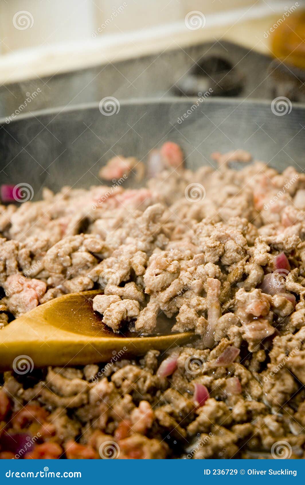 Cooking mince stock image. Image of mince, spoon, dinner - 236729