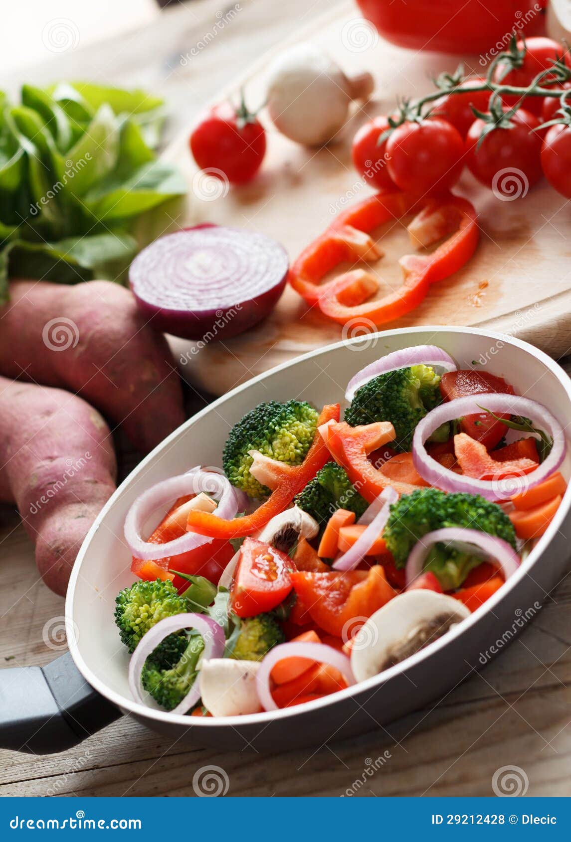 Cooking mixed vegetables stock photo. Image of food, frying 29212428