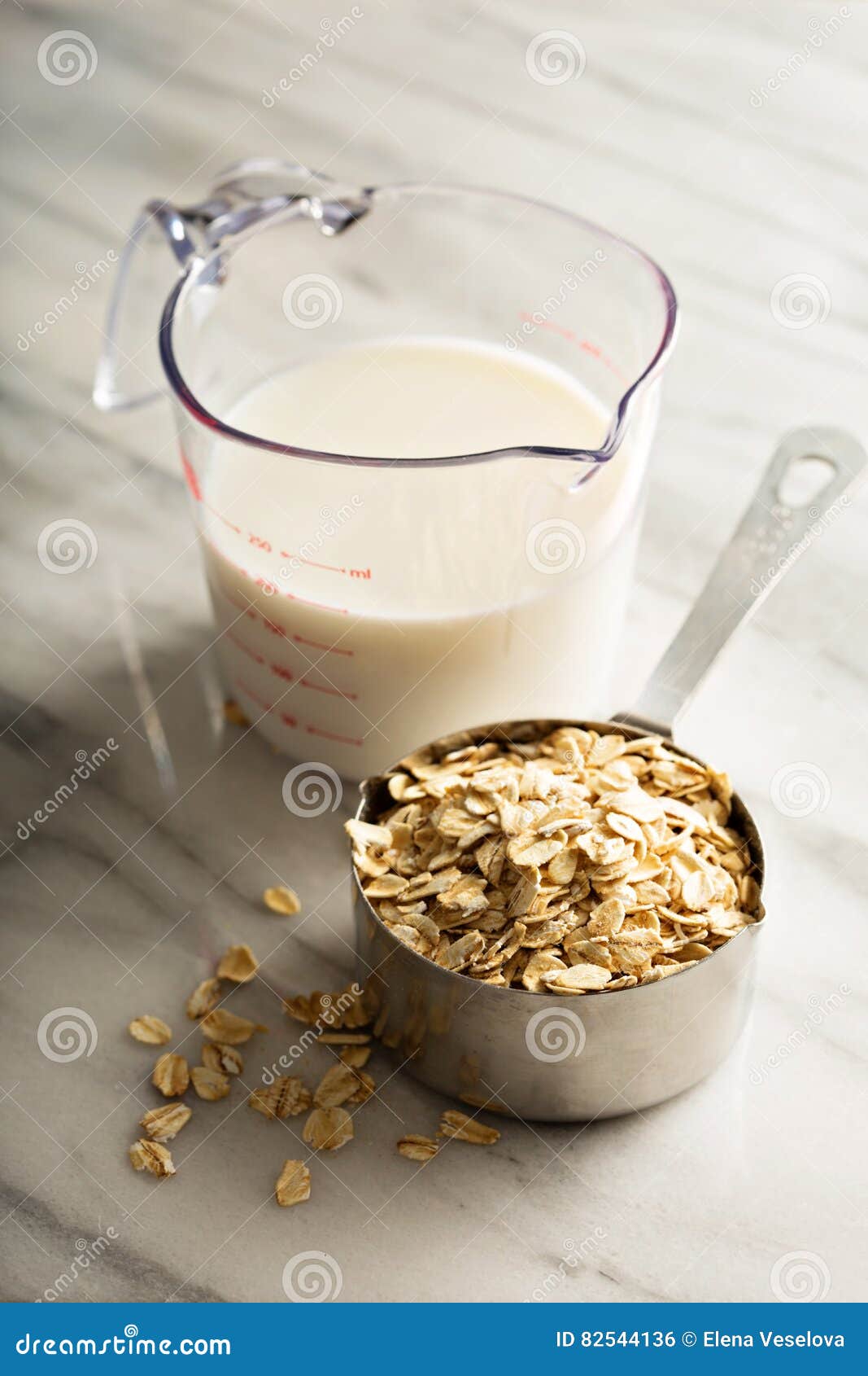 Cooking Oatmeal with Oats and Milk Stock Photo Image of meal, cuisine