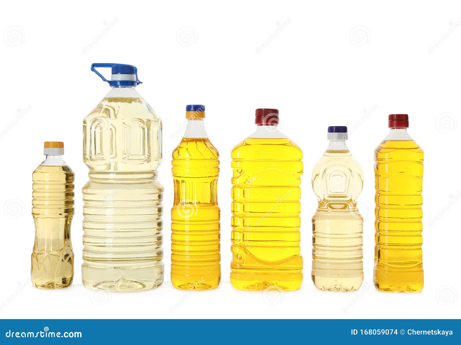 Cooking Oil in Different Bottles Isolated Stock Photo Image of