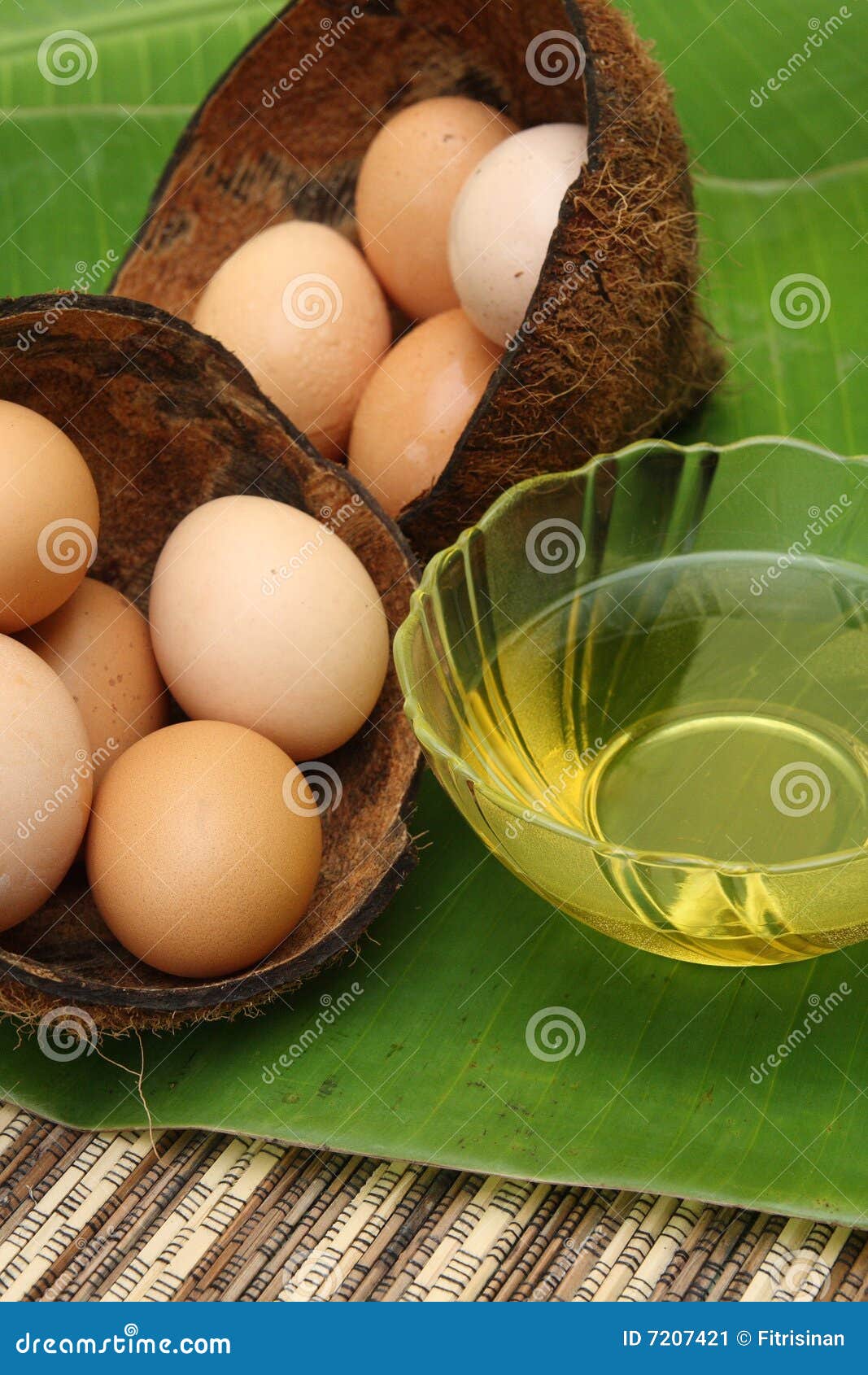 Cooking Oil and Fresh Eggs from the Farm Stock Image Image of product