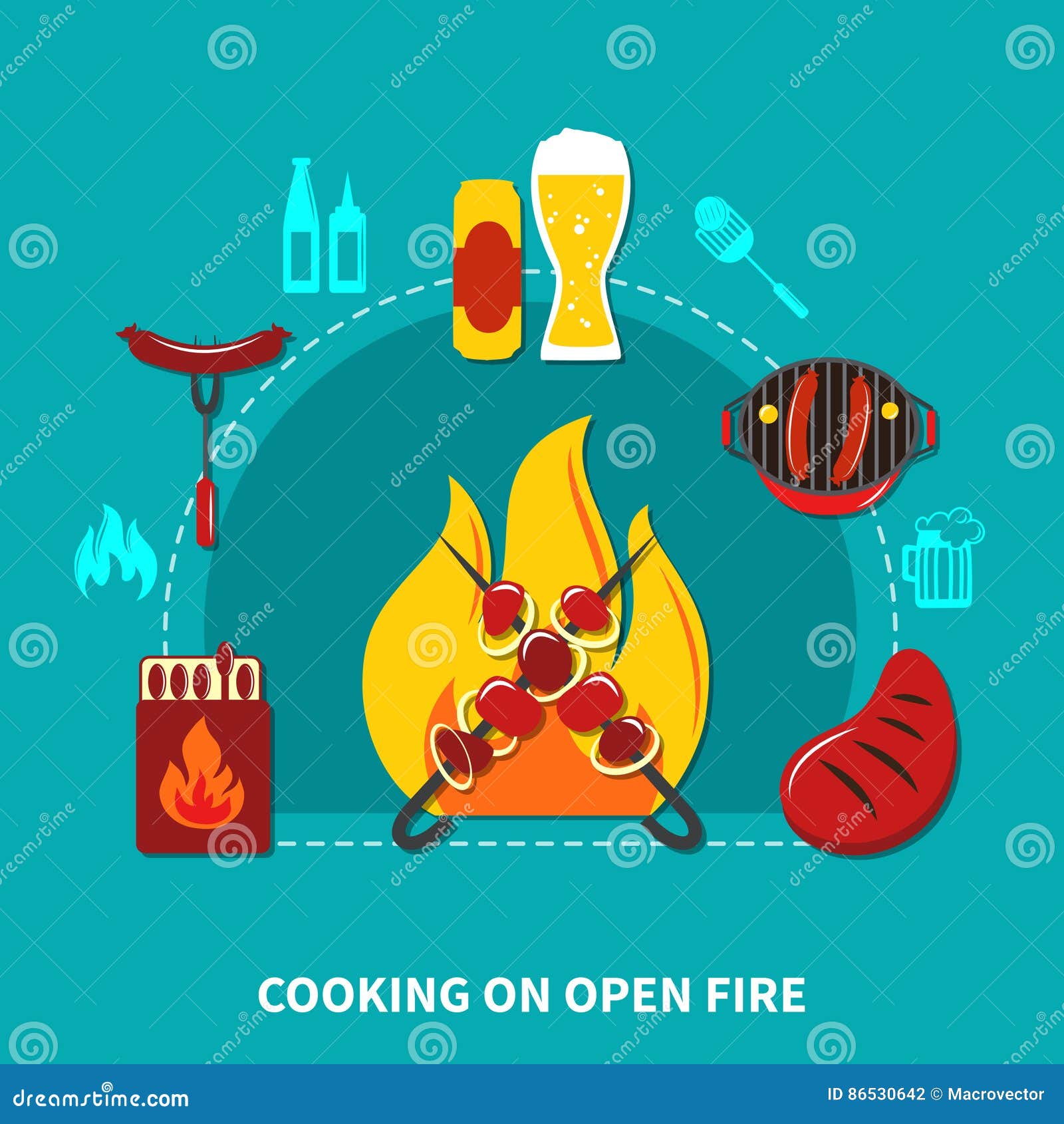 Open Fire Warning Sign Cartoon Vector 79660829