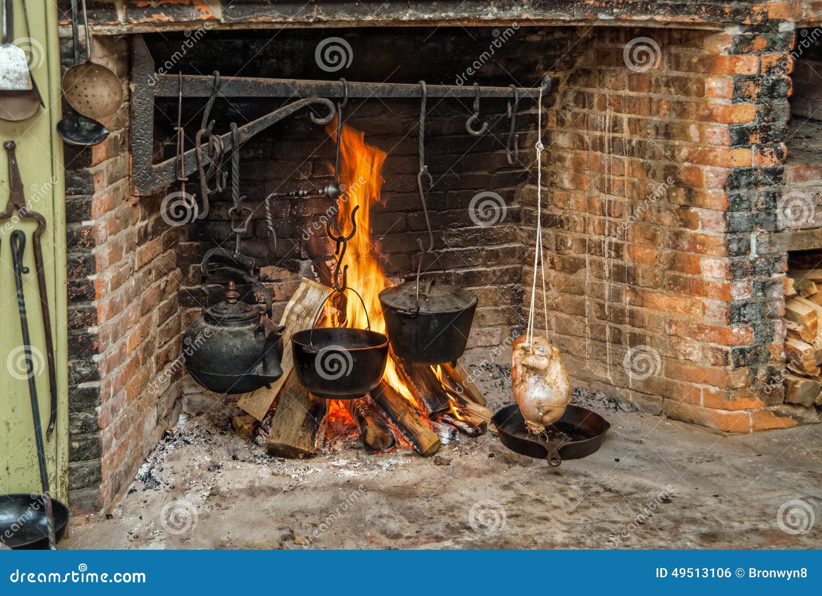 cooking on open hearth