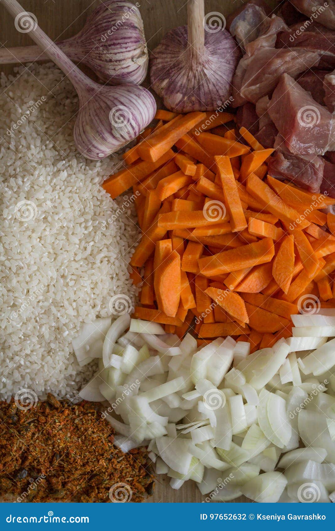 Cooking Pilaf. Composite Ingredients Top View Stock Photo Image of