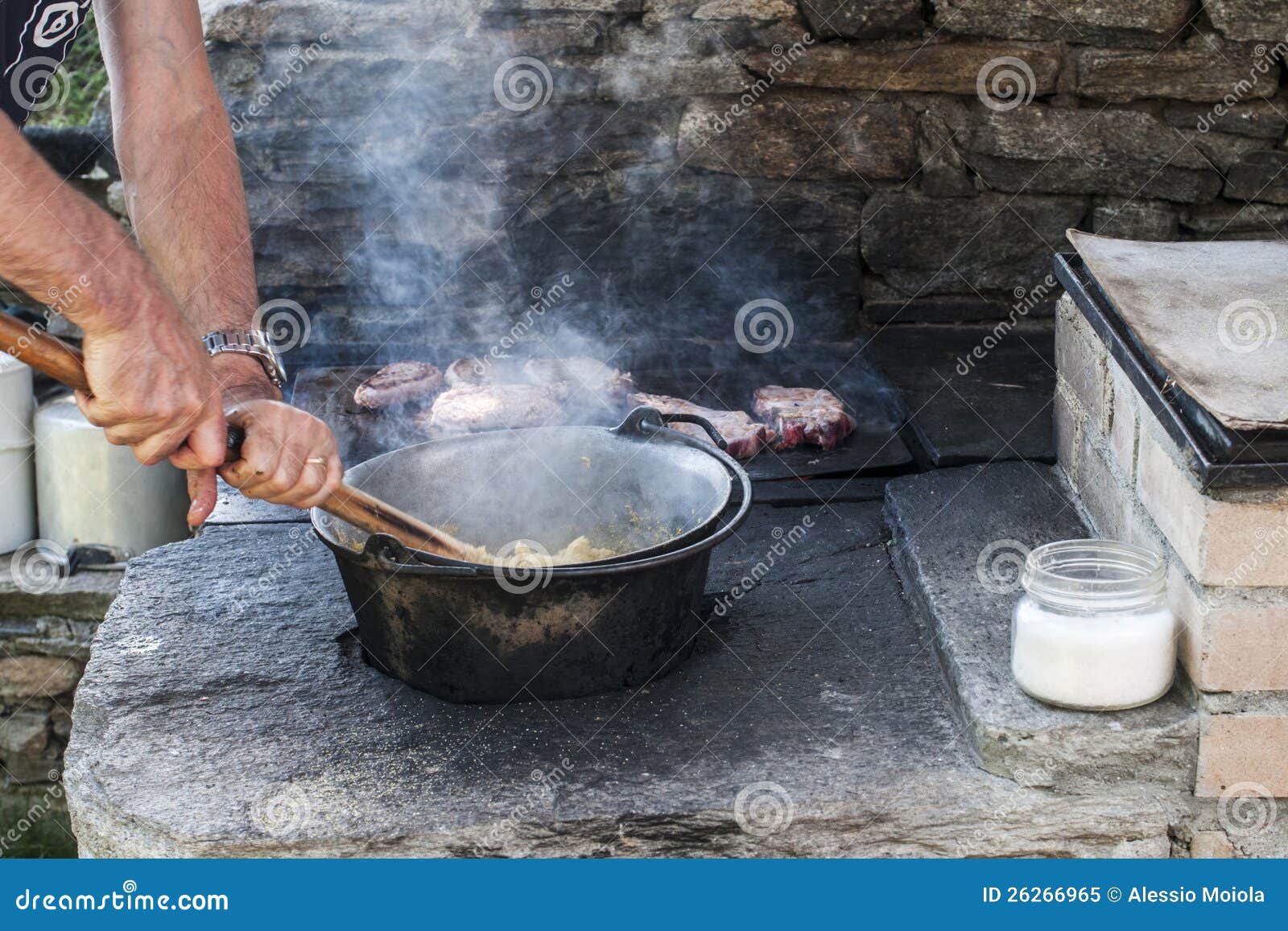 Cooking Polenta on Wood Stove Stock Image Image of dinner, cuisine