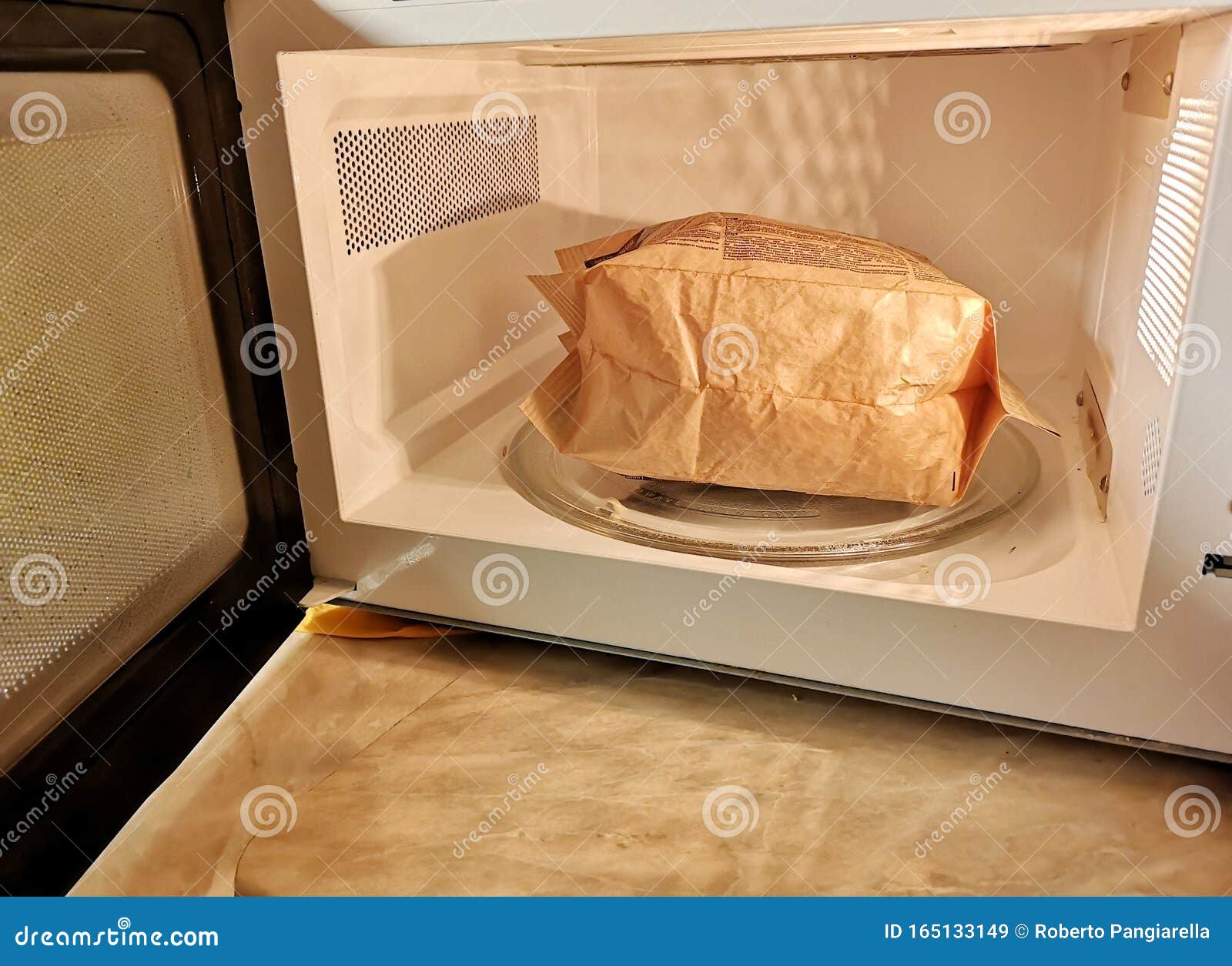 Cooking Popcorn in the Microwave Stock Image Image of microwave