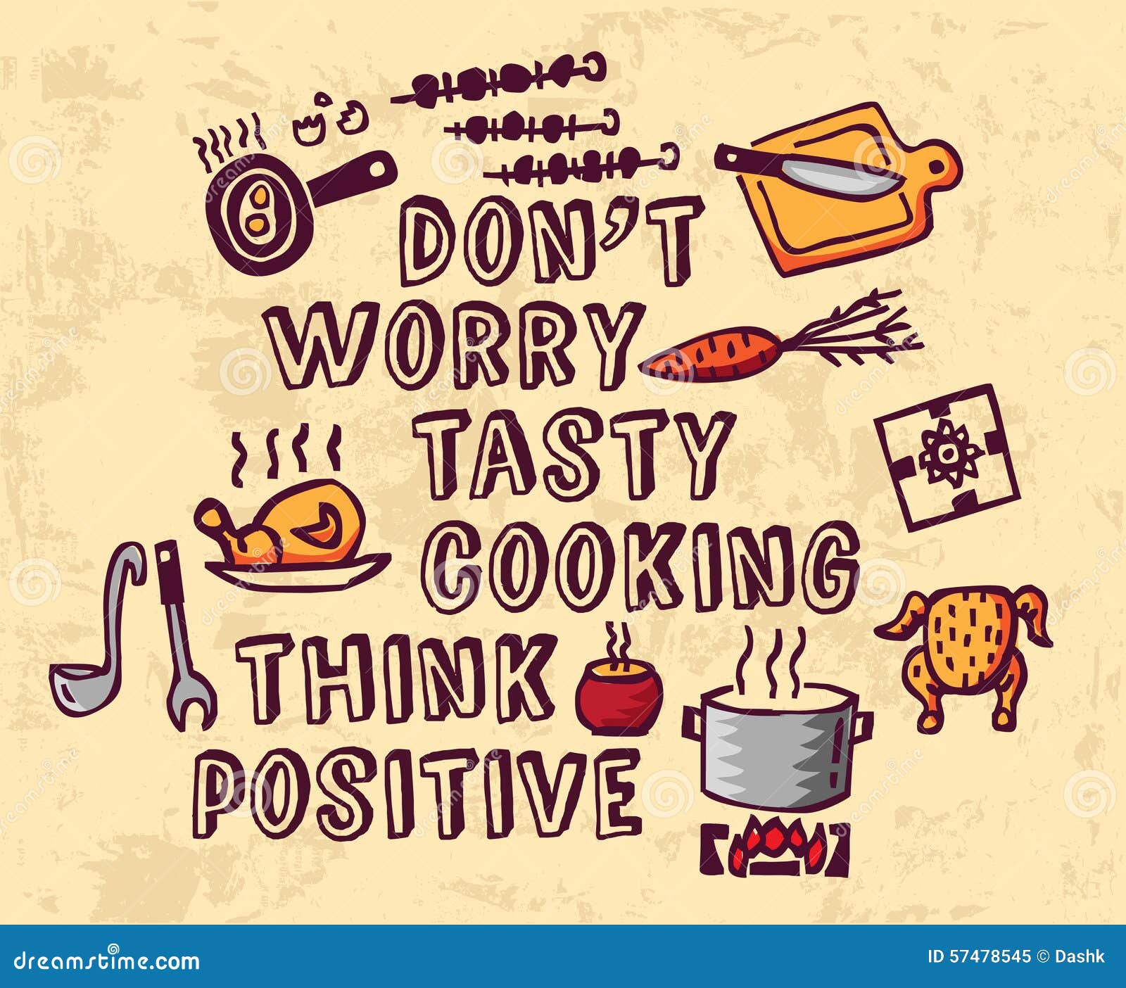 Cooking Poster Positive Thing Greeting And Objects Stock Vector Image