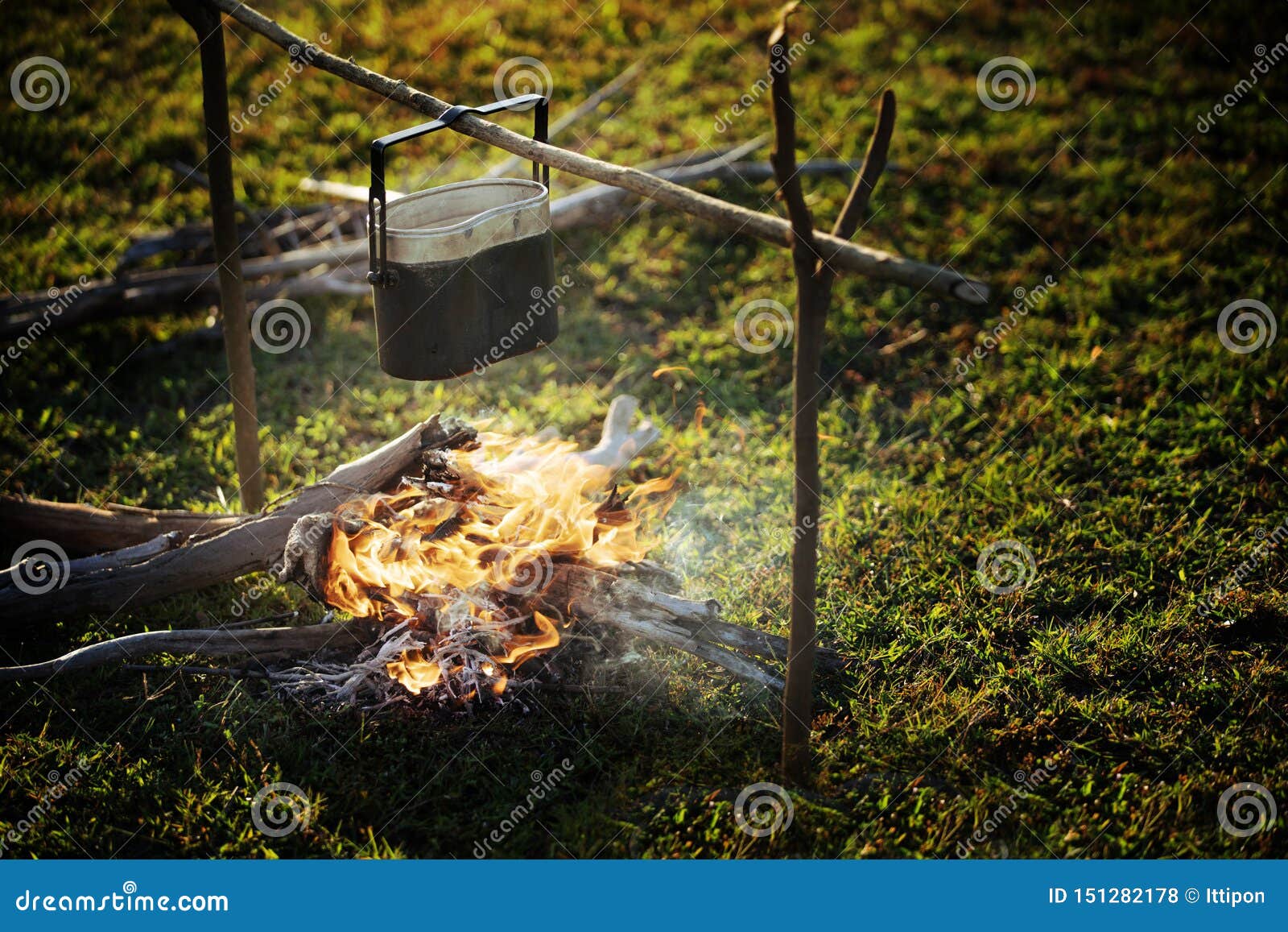 Cooking Pot on the Campfire Stock Photo Image of orange, adventure