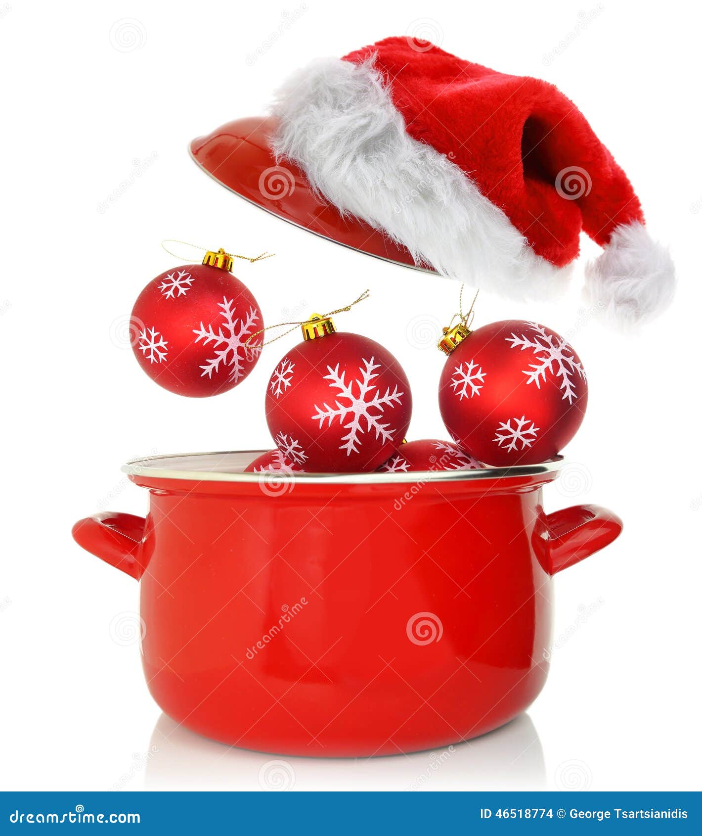 Cooking Pot with Christmas Ornaments Stock Photo Image of card, happy