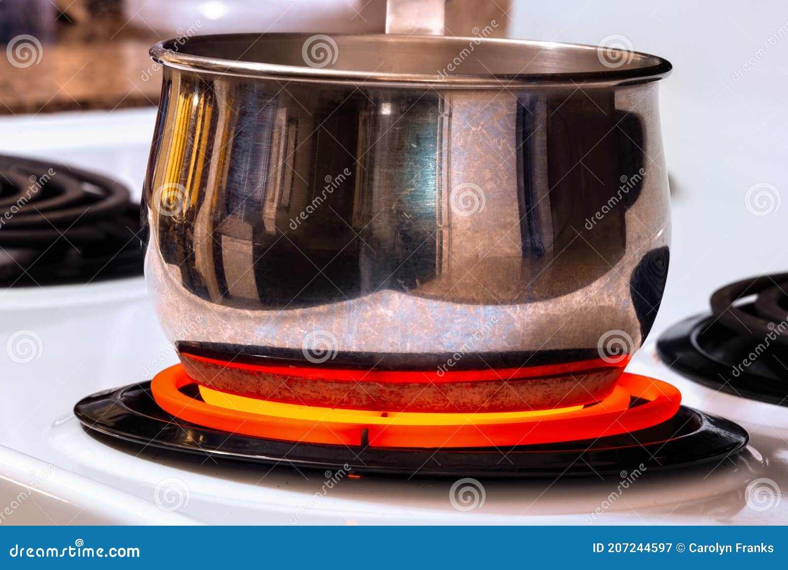 Cooking Pot on Top of Hot Stove Top Burner Stock Image - Image of home,  burner: 207244597