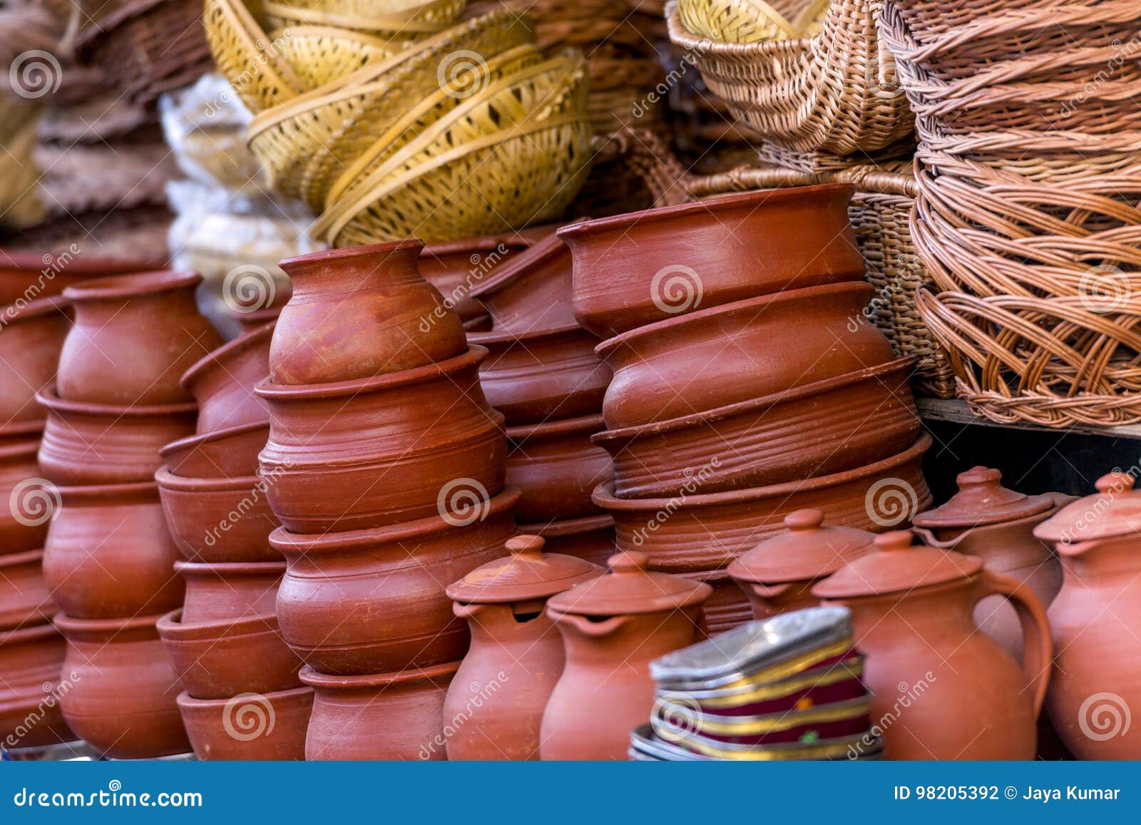 Cooking Pots and Pans in Market, India Stock Photo Image of cook