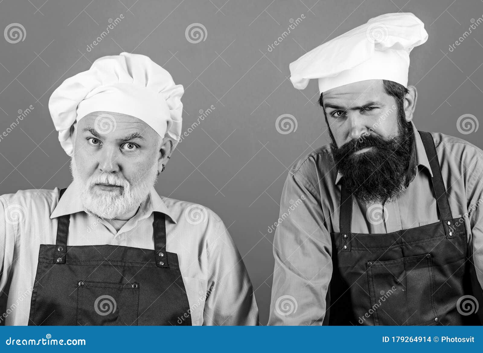 Cooking Process. Serious Men in Cook Hat. Mature Bearded Chef. Tired of ...