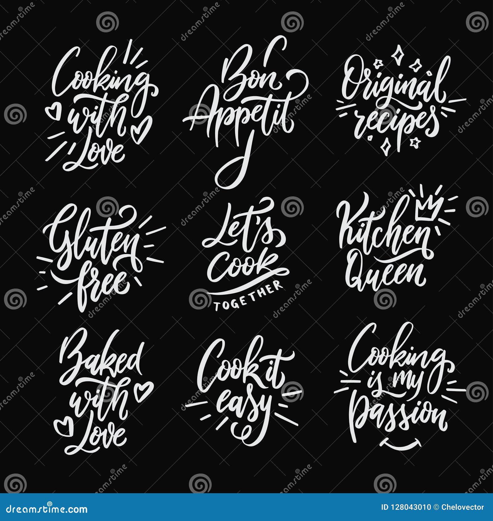 Cooking Related Quotes Collection. Vector Illustration ...