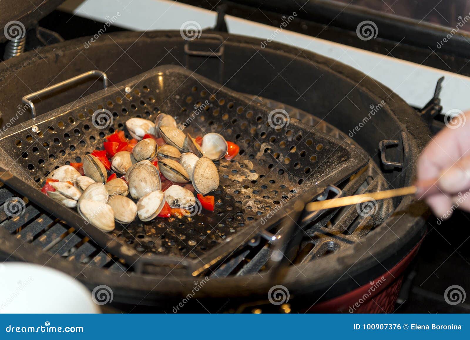Cooking Seafood ,mussels on the Grill Stock Photo Image of healthy