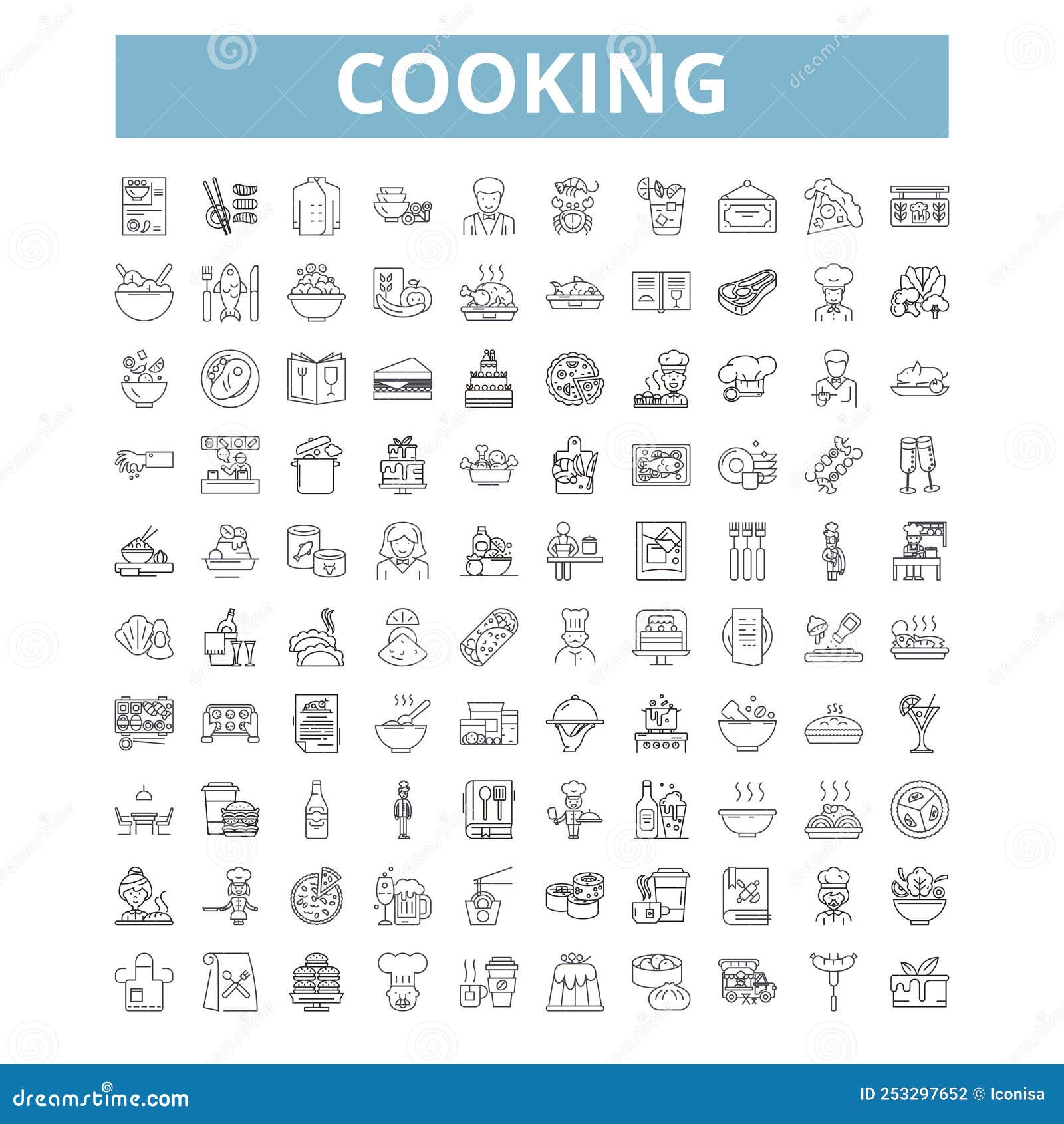 Cooking Set Icons, Line Symbols, Web Signs, Vector Set, Isolated