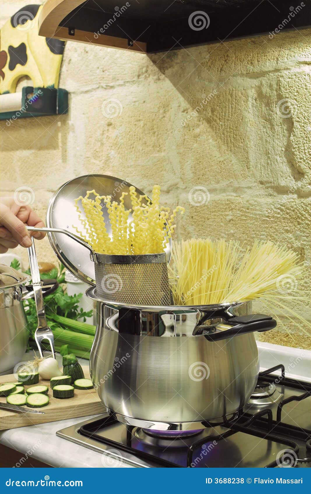 Cooking Spaghetti in a Stainless Steel Pot Stock Photo Image of steel