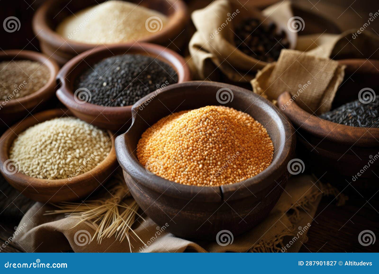 Cooking Staple Grains in Bulk, Such As Rice and Quinoa Stock Image