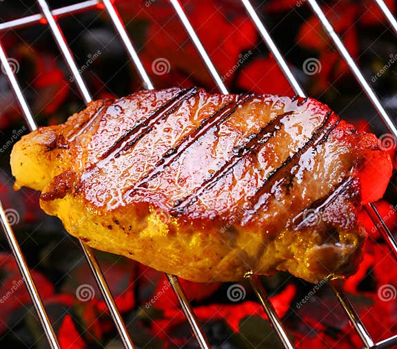 Cooking steak on grill stock photo. Image of culinary 8813350
