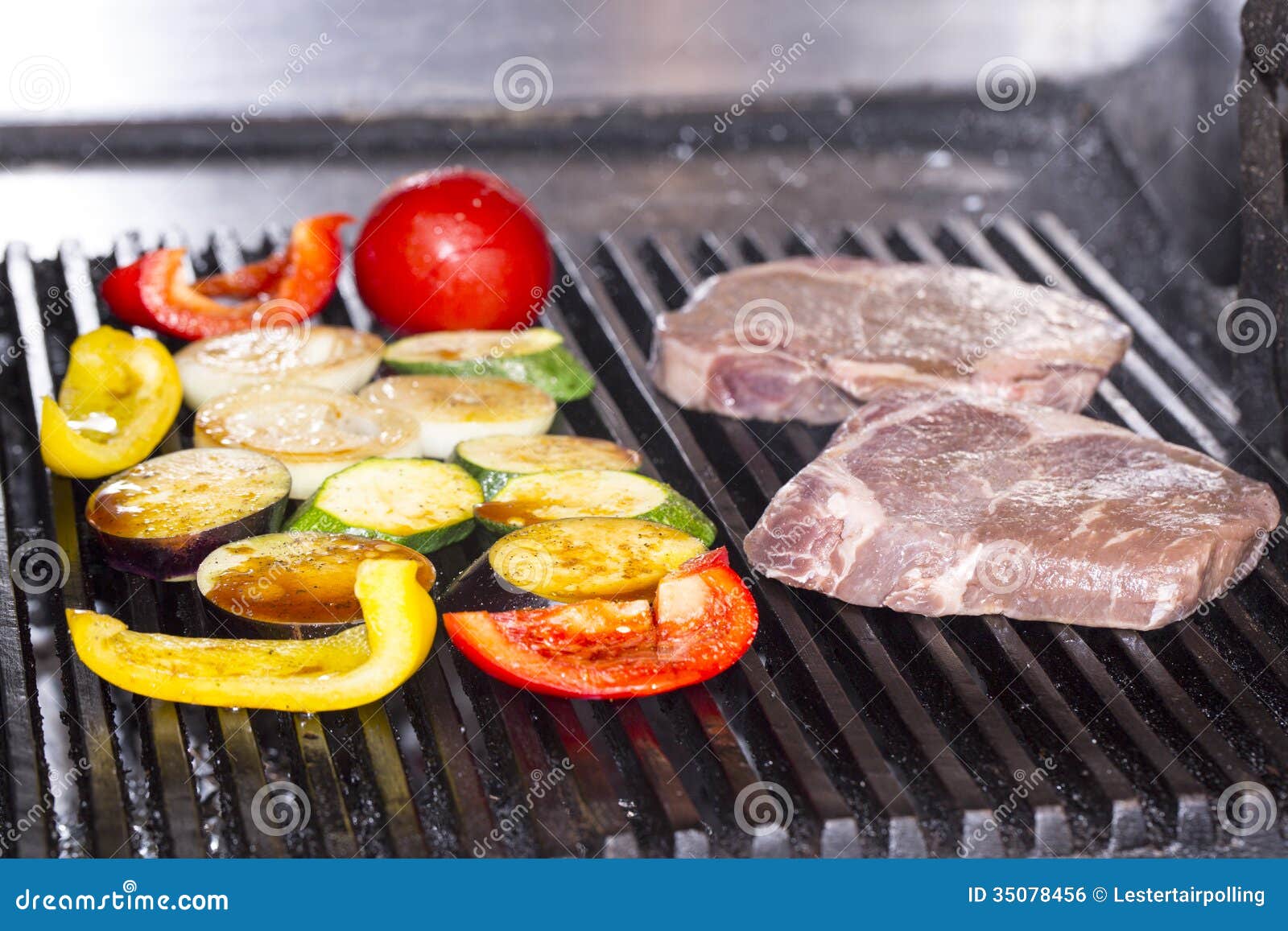 Cooking a Steak on the Grill Stock Photo Image of burning, grilled 35078456