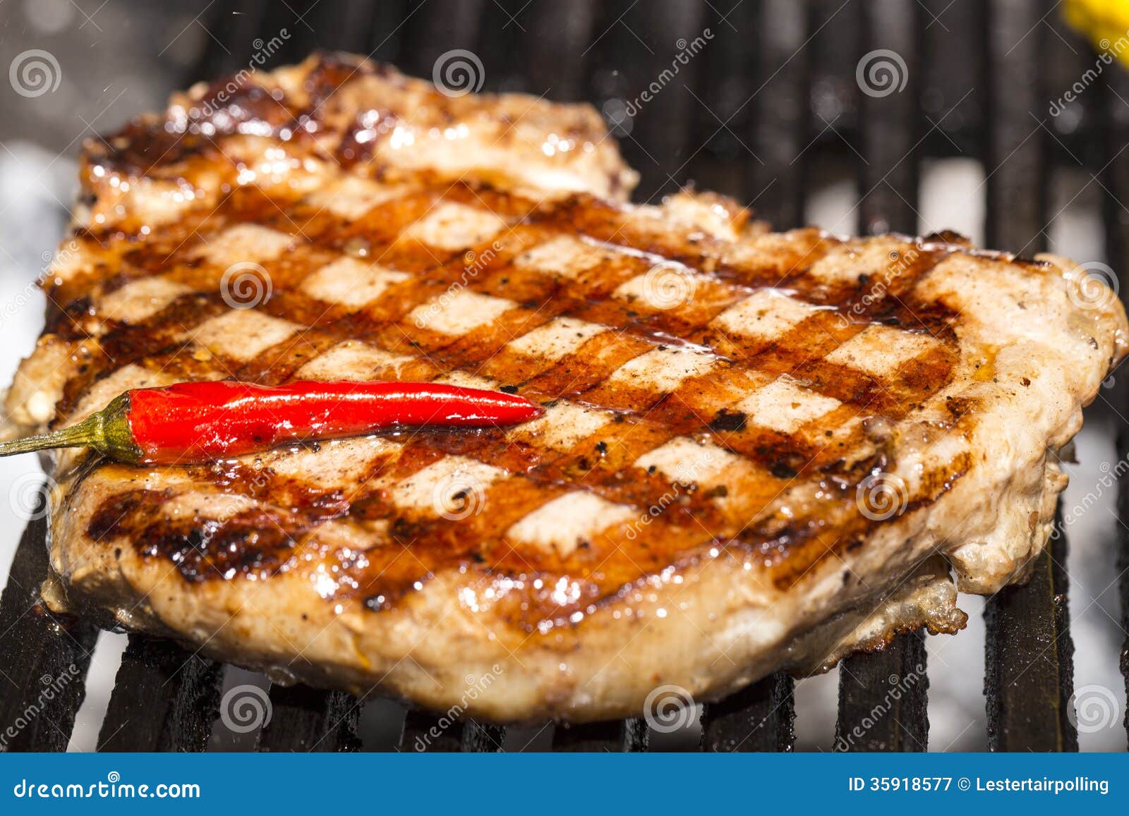 Cooking a Steak on the Grill Stock Image Image of meat, roasted 35918577