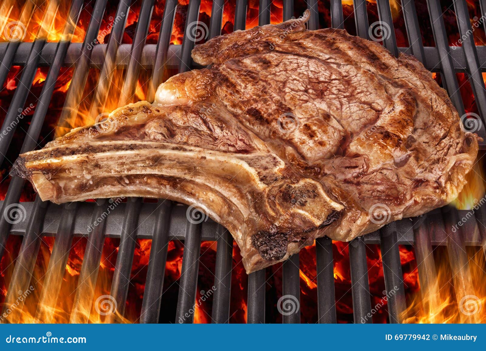 Cooking T Bone Steak on Barbecue Stock Photo Image of cuisine
