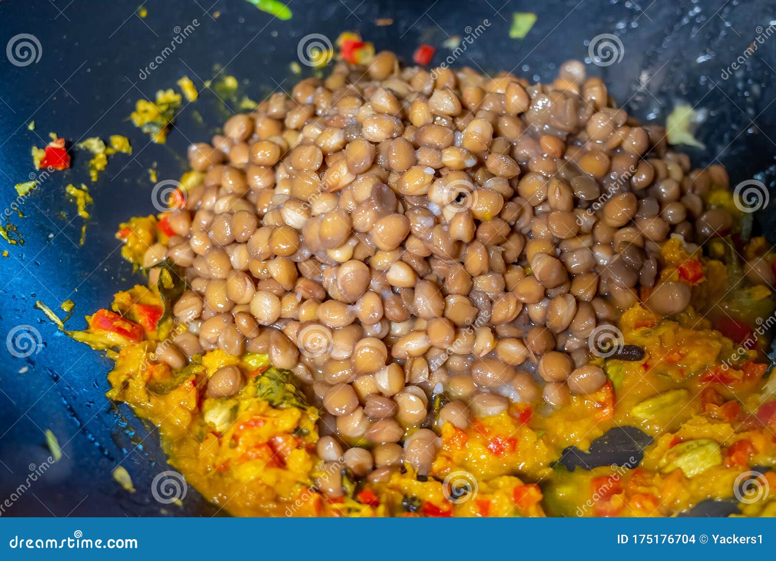 Making a Spicy Indian Lentil Dish Stock Photo Image of indian, making
