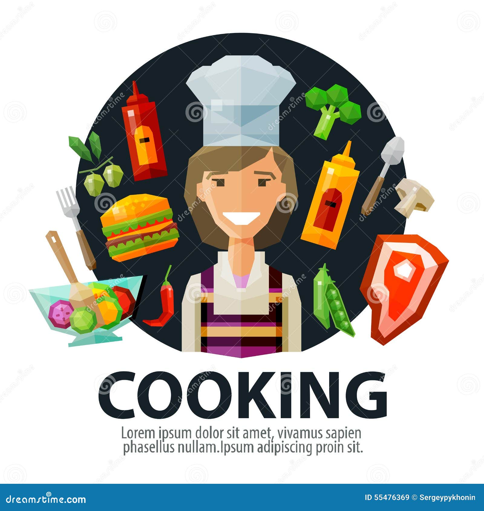 Cartoon Chef Woman Logo With Banner Royalty Free Stock Photos