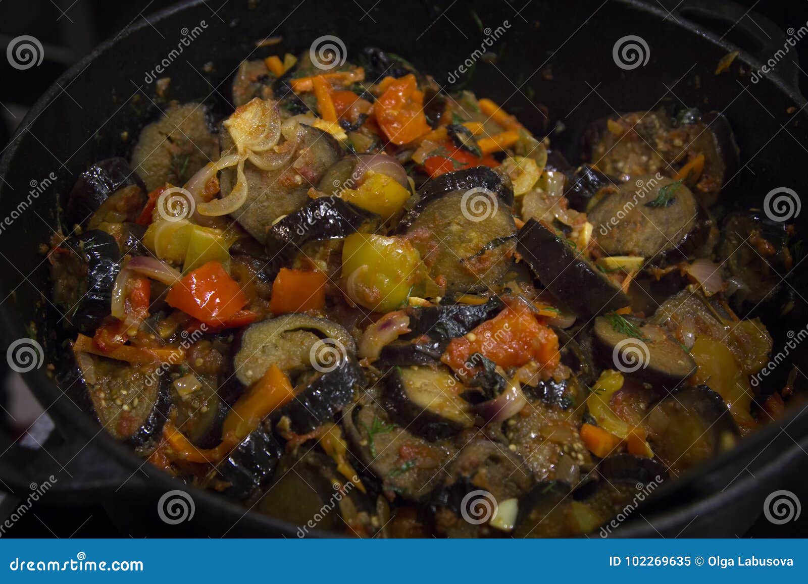 Cooking Vegetable Stew with Eggplant Stock Image Image of plate
