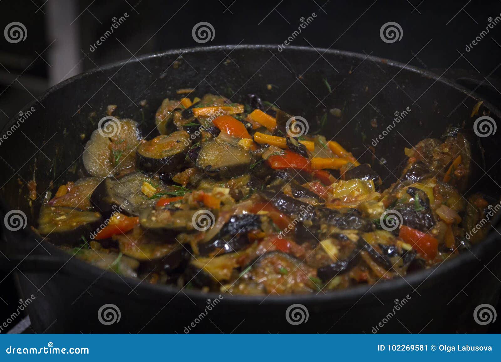 Cooking Vegetable Stew with Eggplant Stock Image Image of eggplant