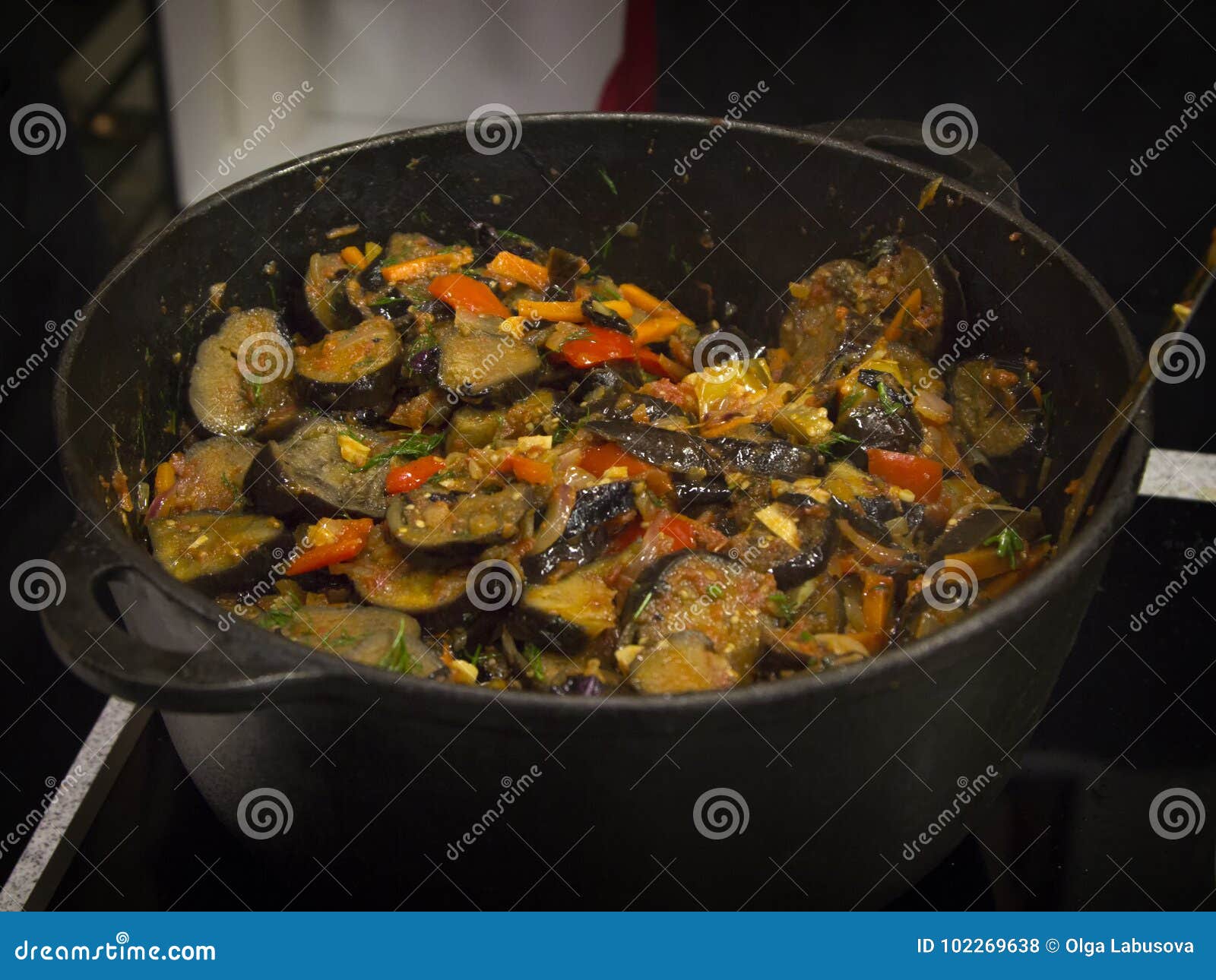 Cooking Vegetable Stew with Eggplant Stock Photo Image of healthy