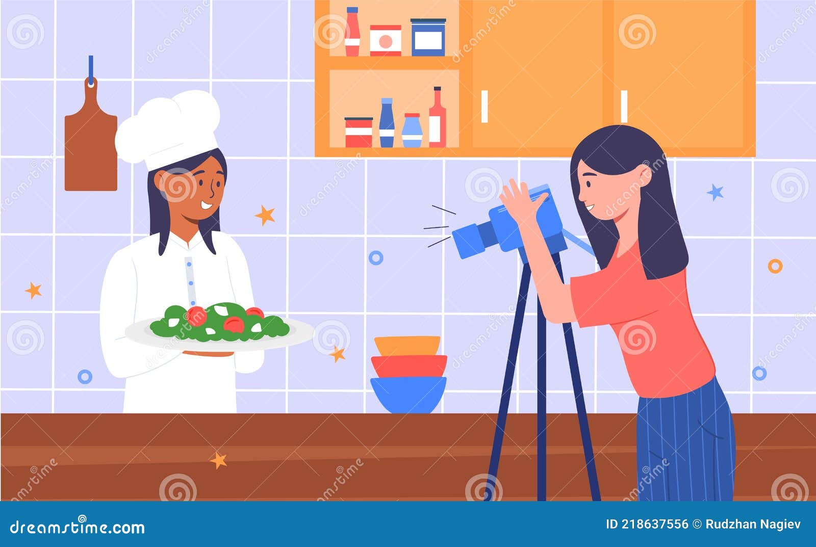 Cooking Video Blog. Cooking Live Streaming Stock Vector - Illustration of  blog, vegan: 218637556