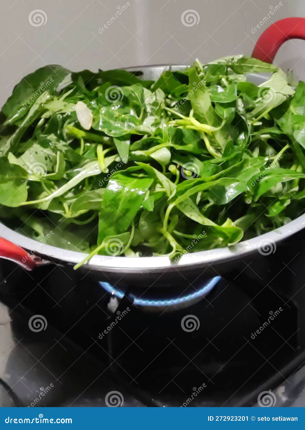 Cooking Water spinach stock image. Image of fried, vegetable - 272923201