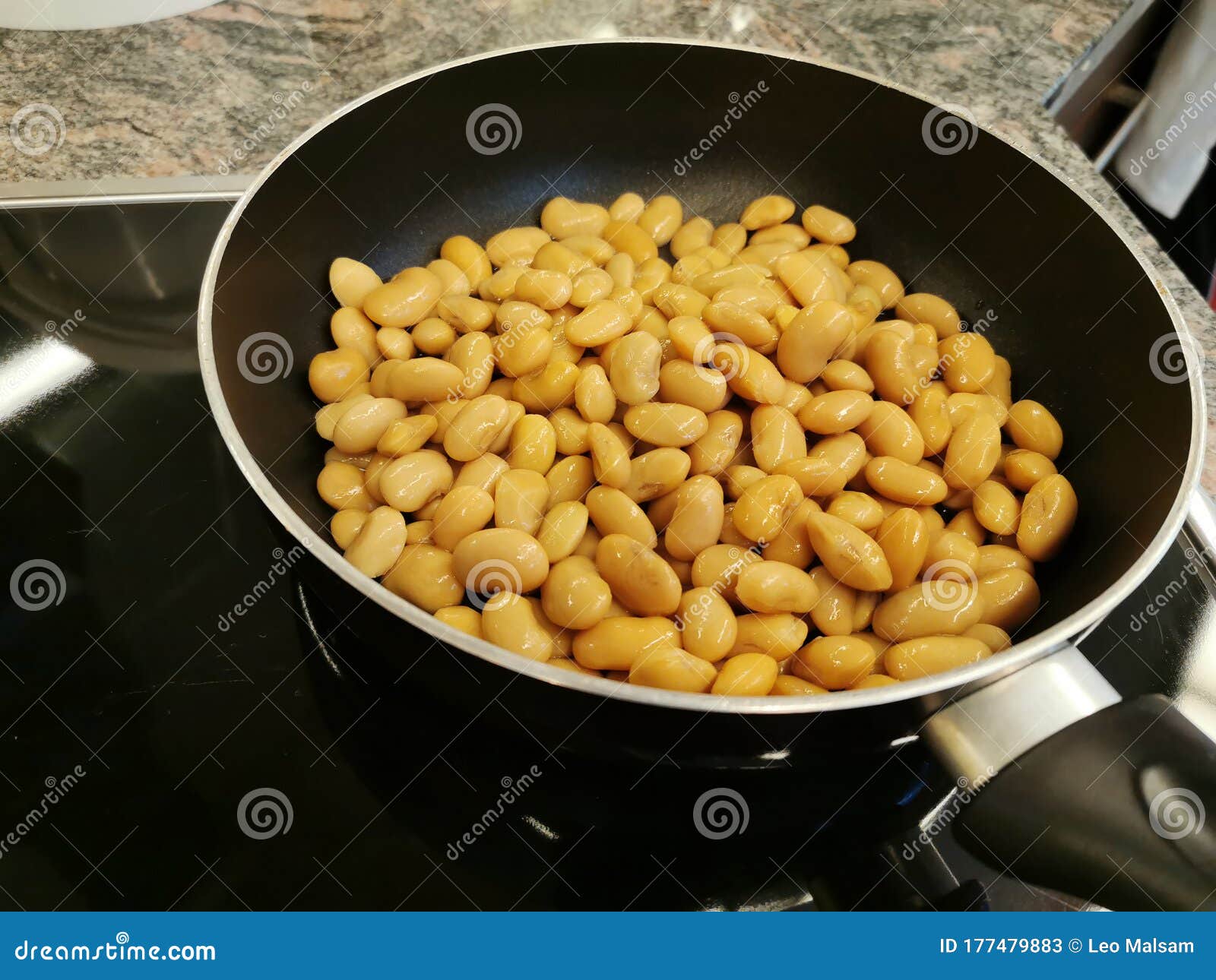 Cooking Yellow Beans are Fried in a Frying Pan Stock Image Image of