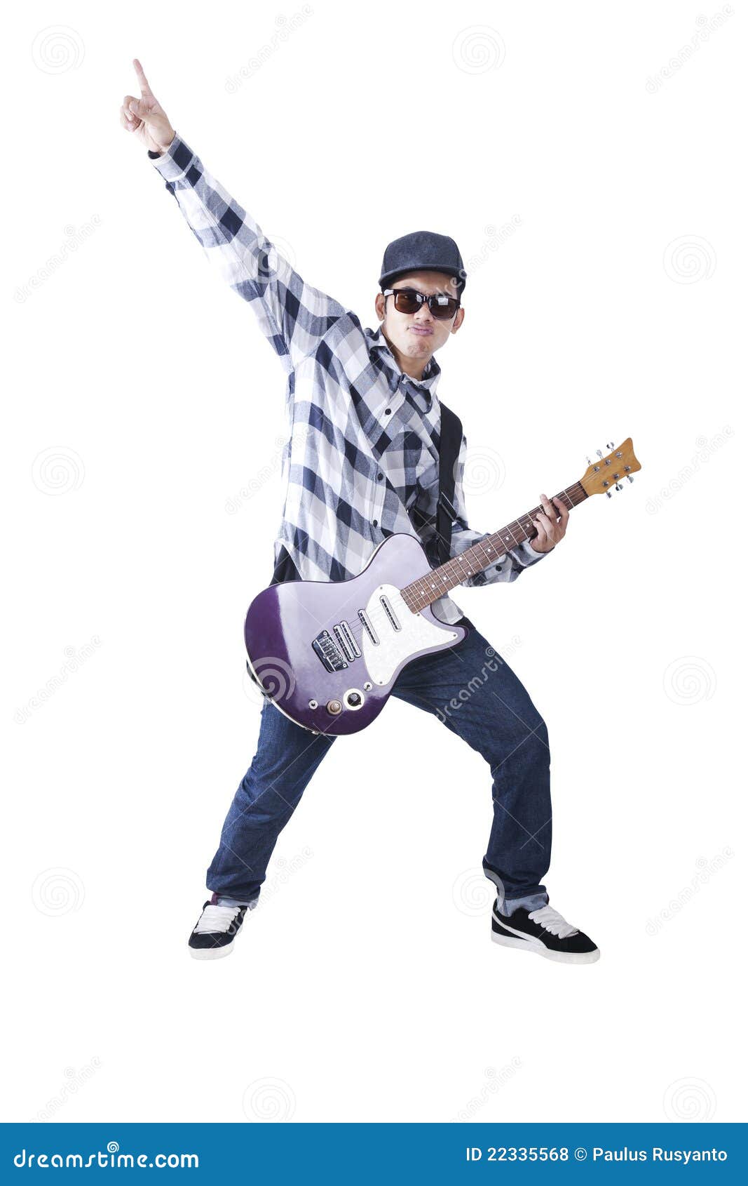 Cool Asian Guy Plays with His Guitar Stock Photo Image of guitar