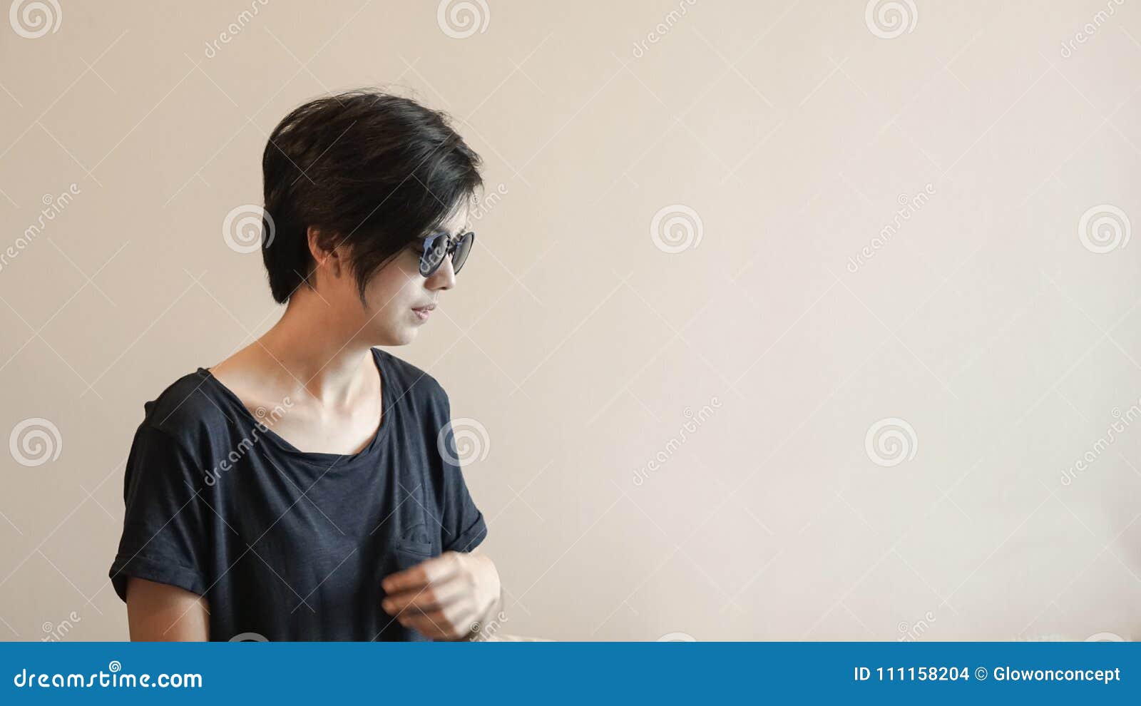 Cool Asian Woman Short Hair with Sunglasses in Modern Expression Stock  Photo - Image of sunglass, beautiful: 111158204
