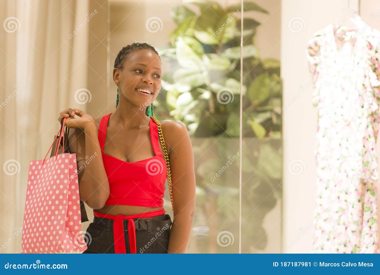 Cool Black Girl Shopping - Young Happy and Beautiful Black African ...