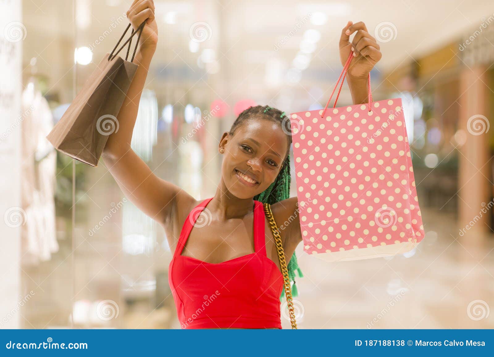 Cool Black Girl Shopping - Young Happy and Beautiful Black African ...