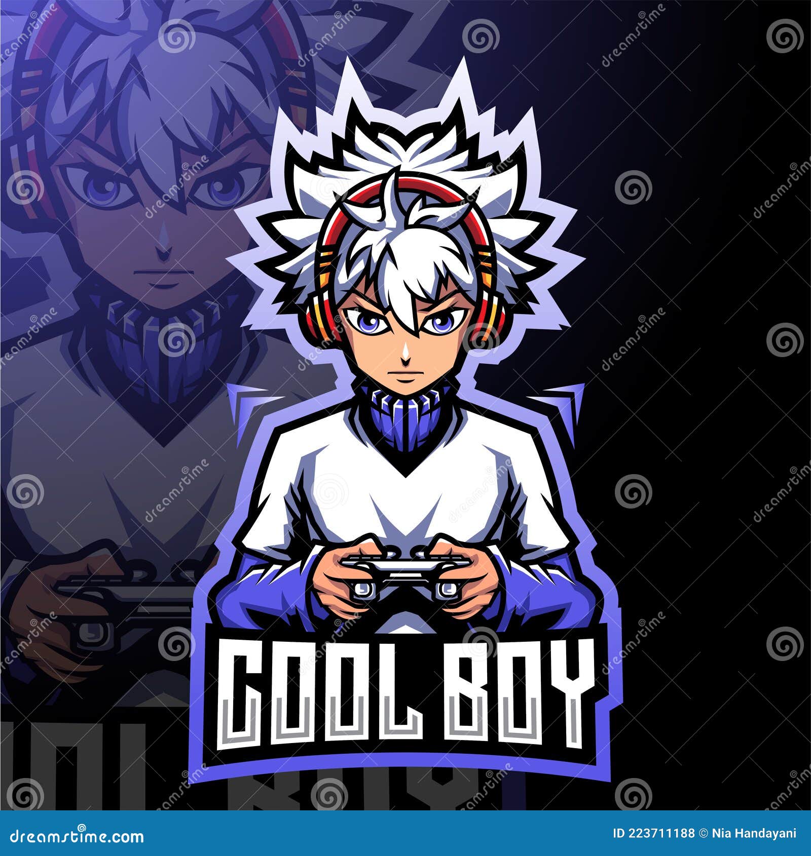 Gamer boy mascot esport logo design. Illustration of Gamer boy mascot  esport logo design royalty free illustration