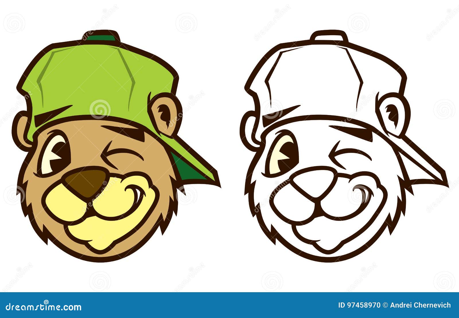 Cool Brown Cartoon Hip Hop Bear Character With Cap Stock Vector