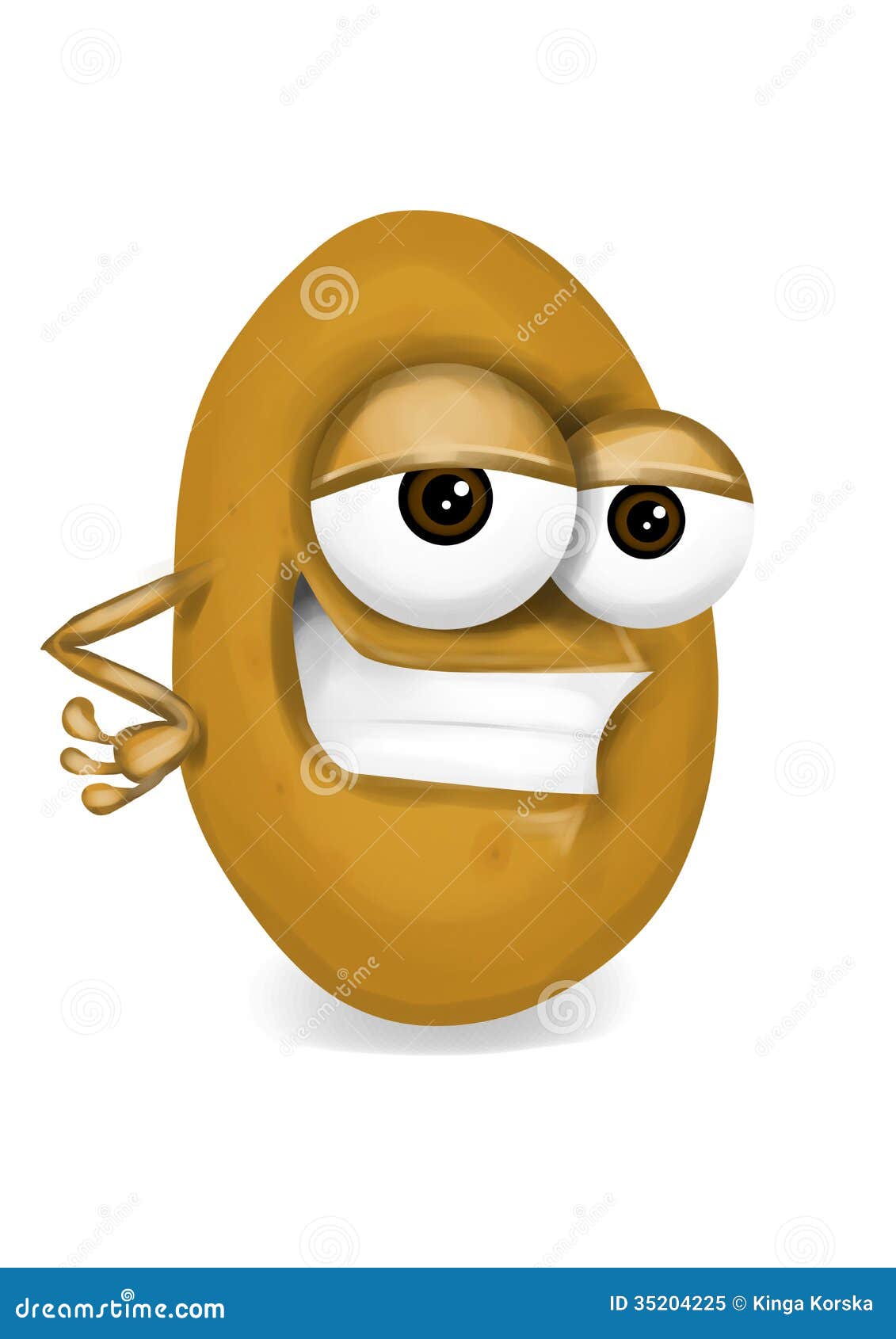 Cool Brown Potato Cartoon Character with Half-open Sly Eyes, Smiling Stock  Illustration - Illustration of hand, arms: 35204225