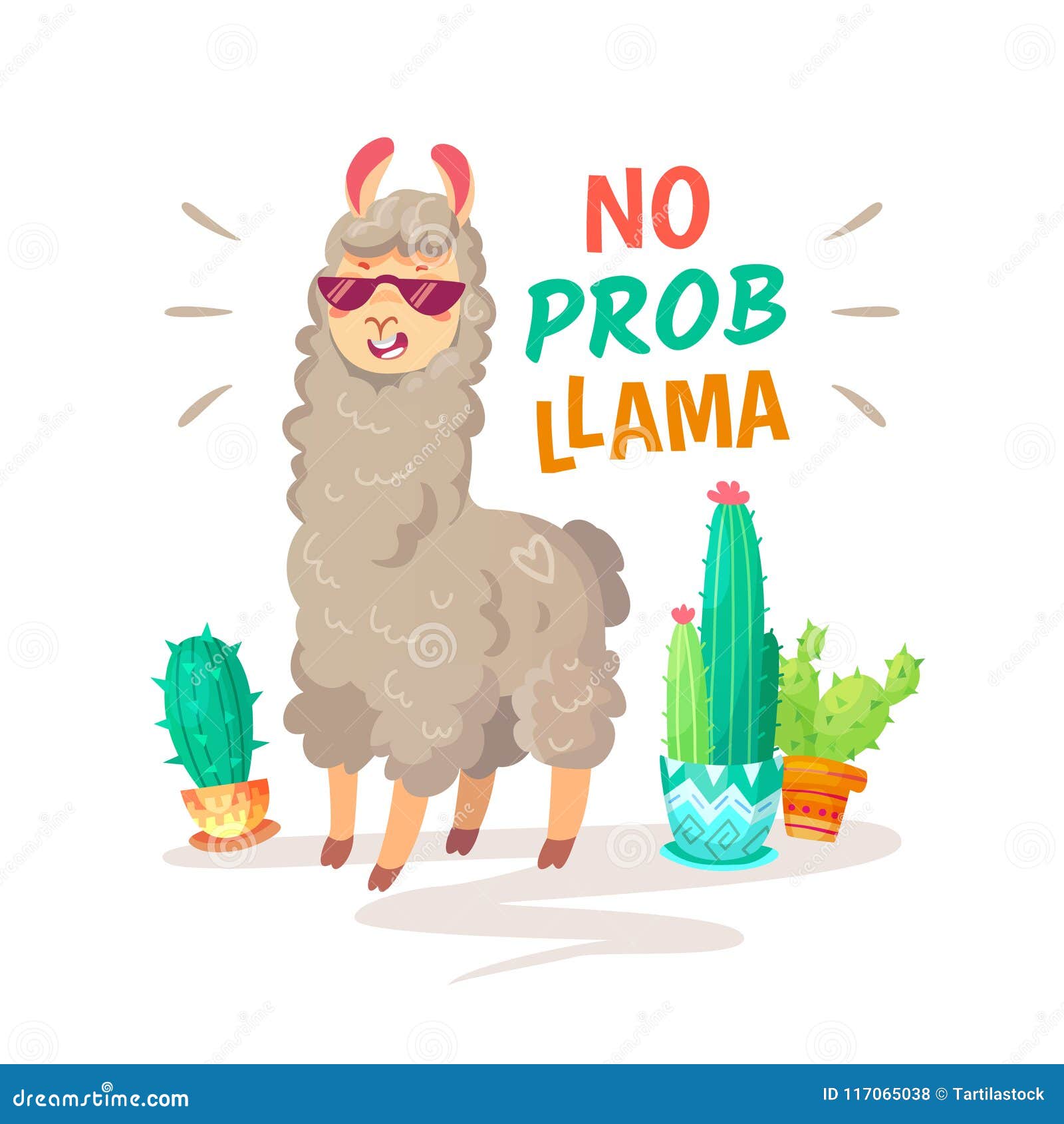 cool alpaca lettering quote with no prob llama. funny wildlife animal, lama quotes  concept