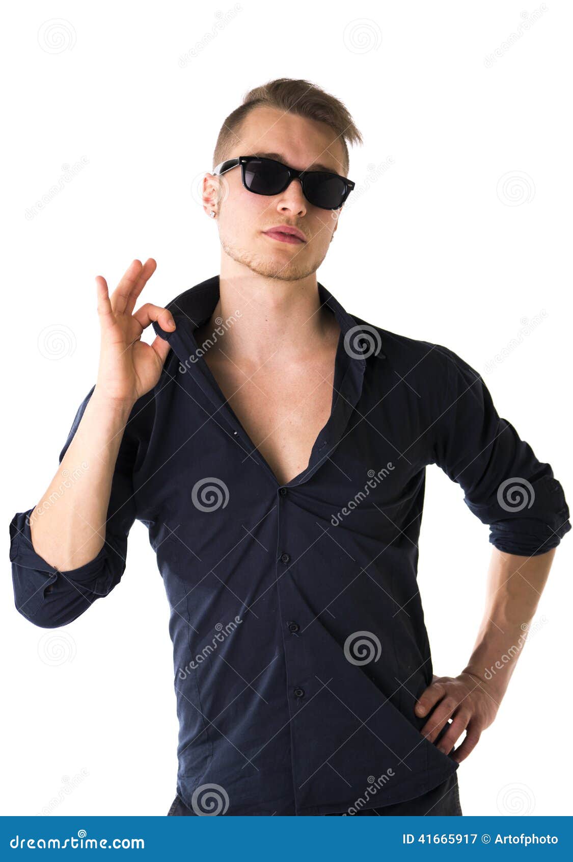 Cool Confident Blond Young Man with Sunglasses Stock Image - Image of ...