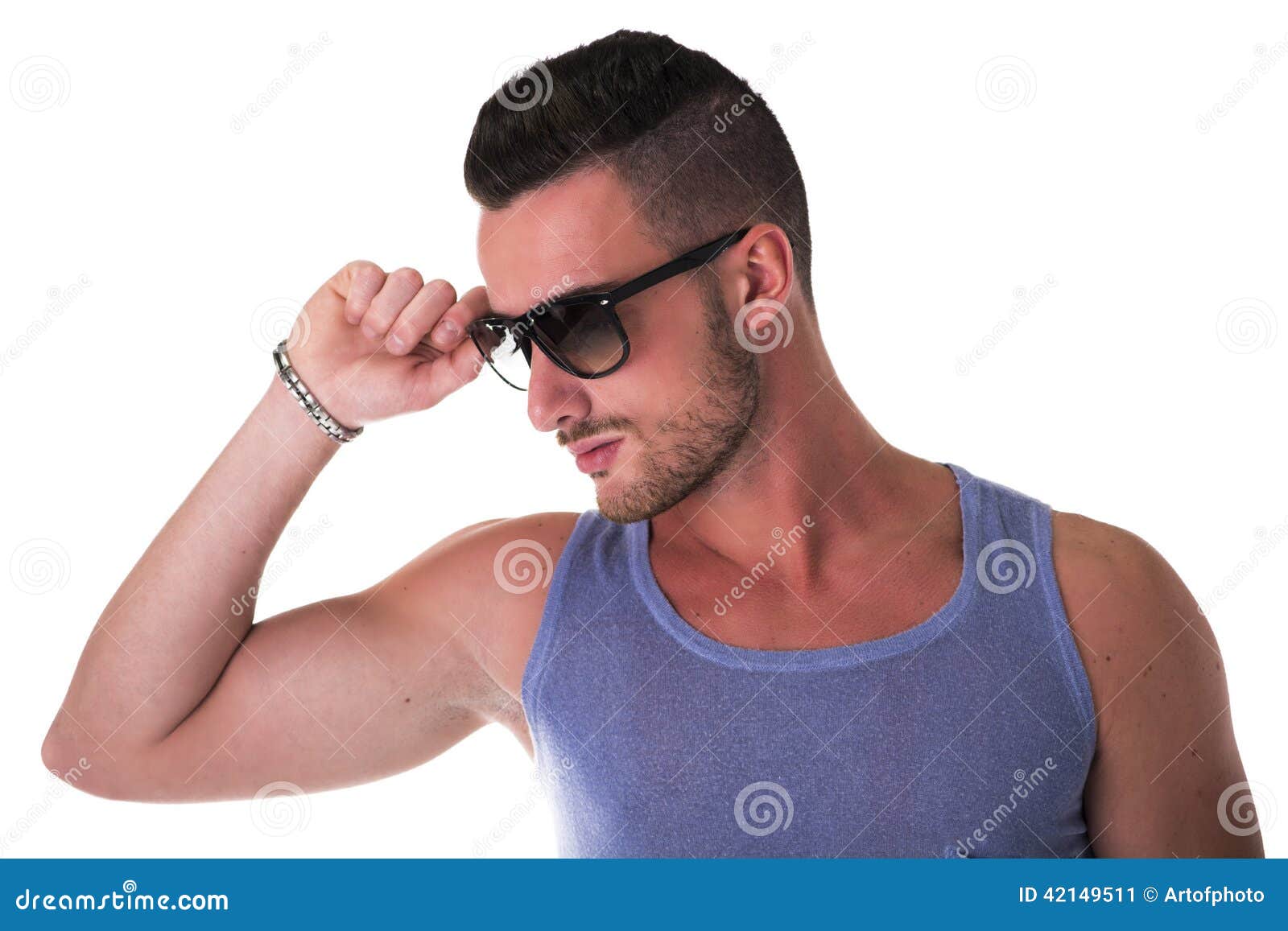 Cool Confident Young Man With Sunglasses And Tank-top Stock Image ...
