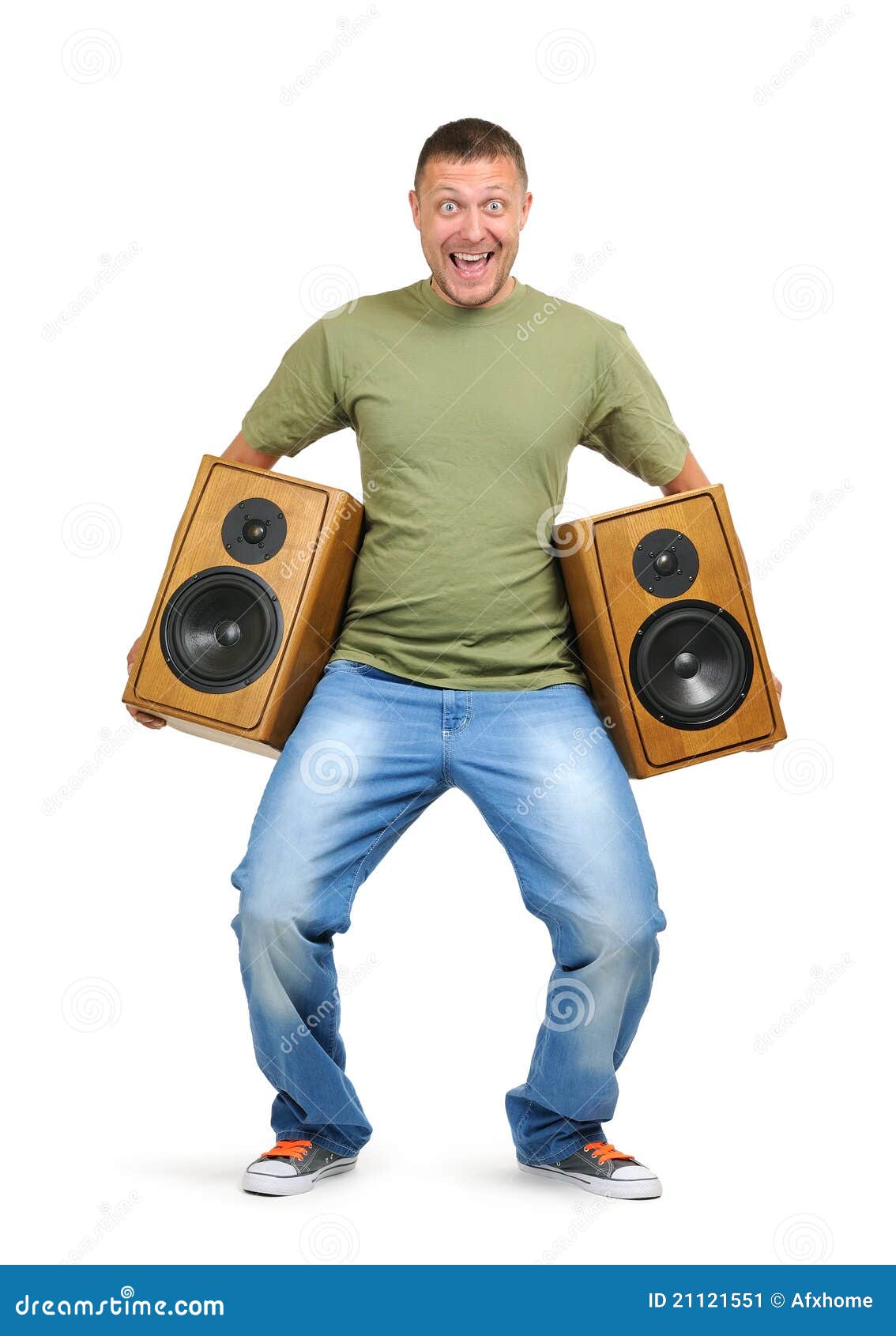 cool dude with two speakers on white